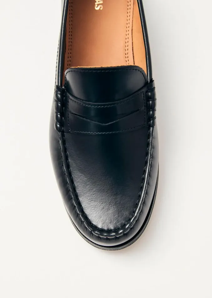 Loafers Women ALOHAS Rivet Black Leather Loafers