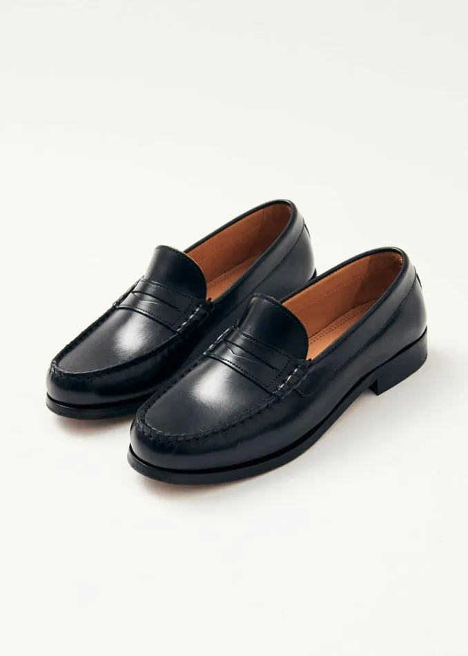 Loafers Women ALOHAS Rivet Black Leather Loafers