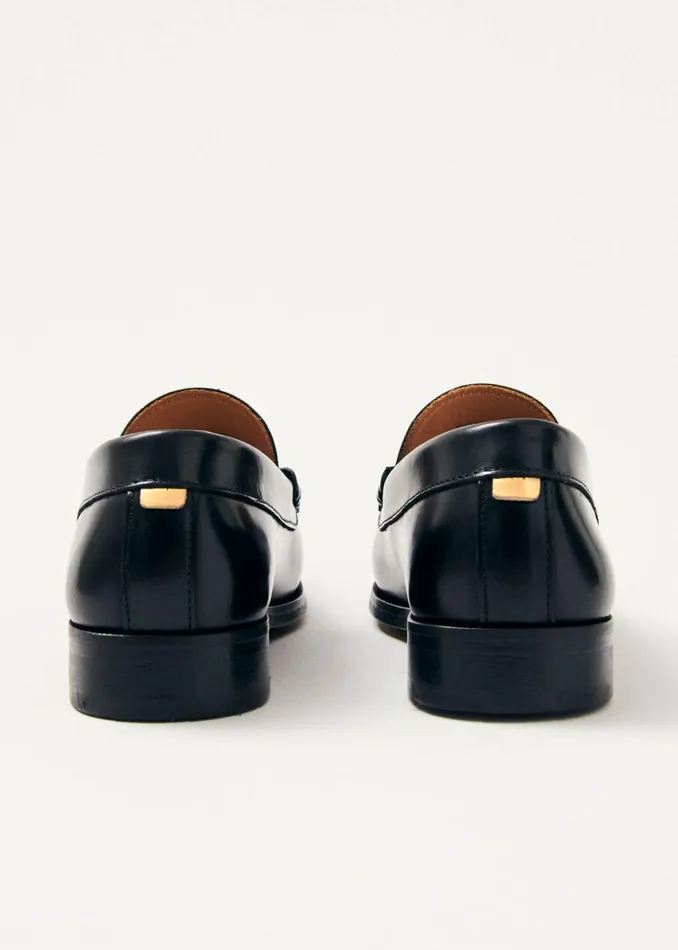 Loafers Women ALOHAS Rivet Black Leather Loafers