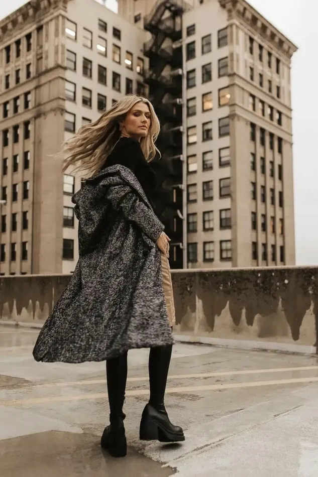 Logan Herringbone Coat Black Women Bohme Outerwear