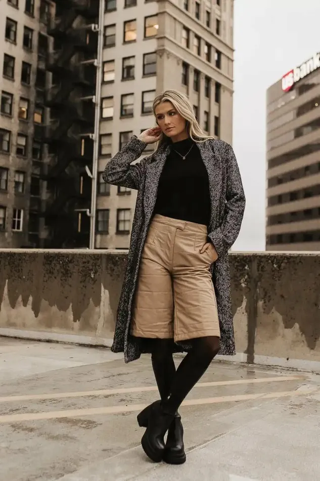 Logan Herringbone Coat Black Women Bohme Outerwear