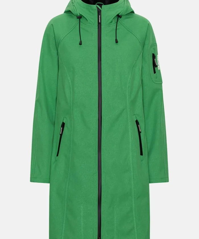 Long Soft Shell Raincoat 8211 Evergreen Rainwear Ilse Jacobsen Raincoats