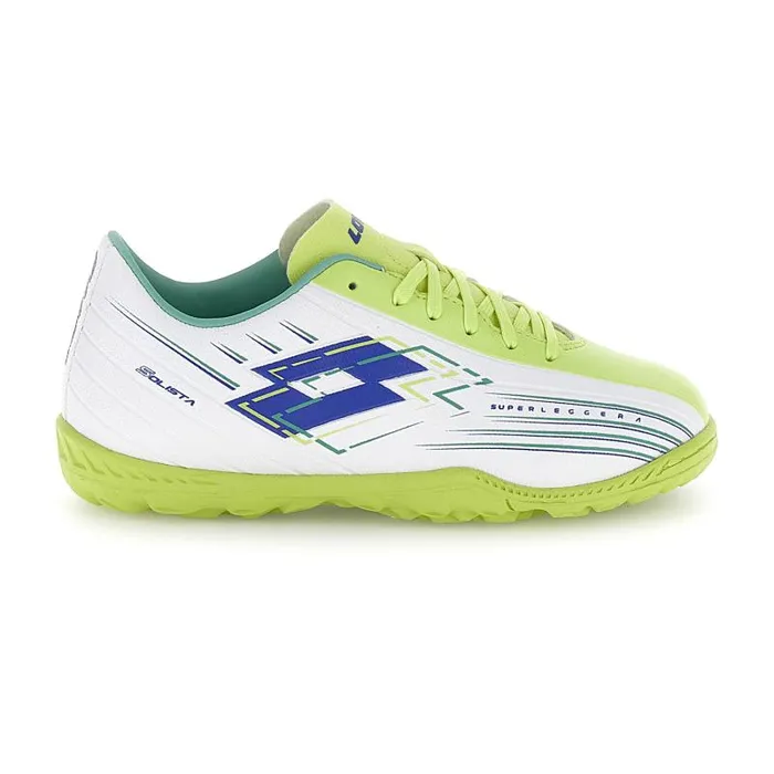 Lotto Sport Soccer KidsManWoman SOLISTA 700 VIII TF JR All Whitesurf The Websunny Lime
