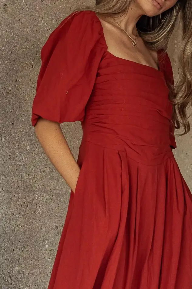 Loxley Midi Dress In Rust Rust Women Bohme Dresses