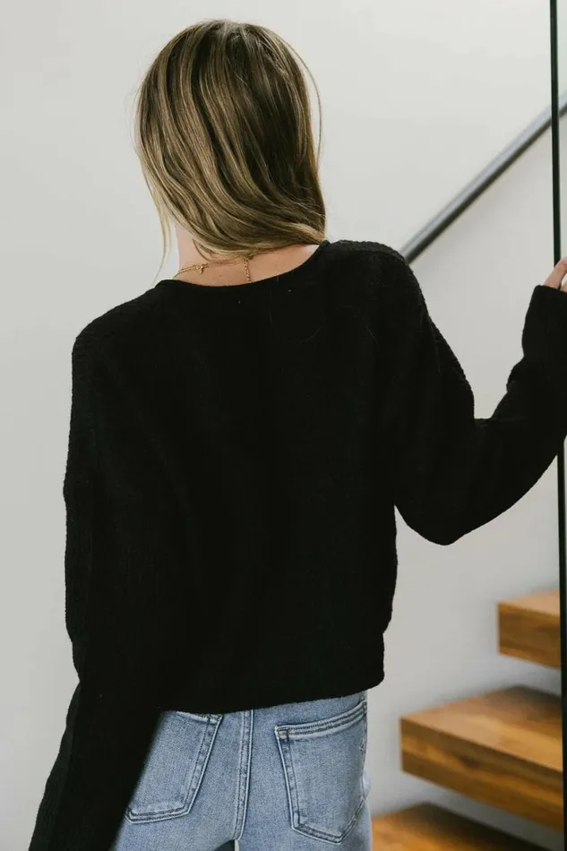 Lyra VNeck Sweater In Black Black Women Bohme Tops