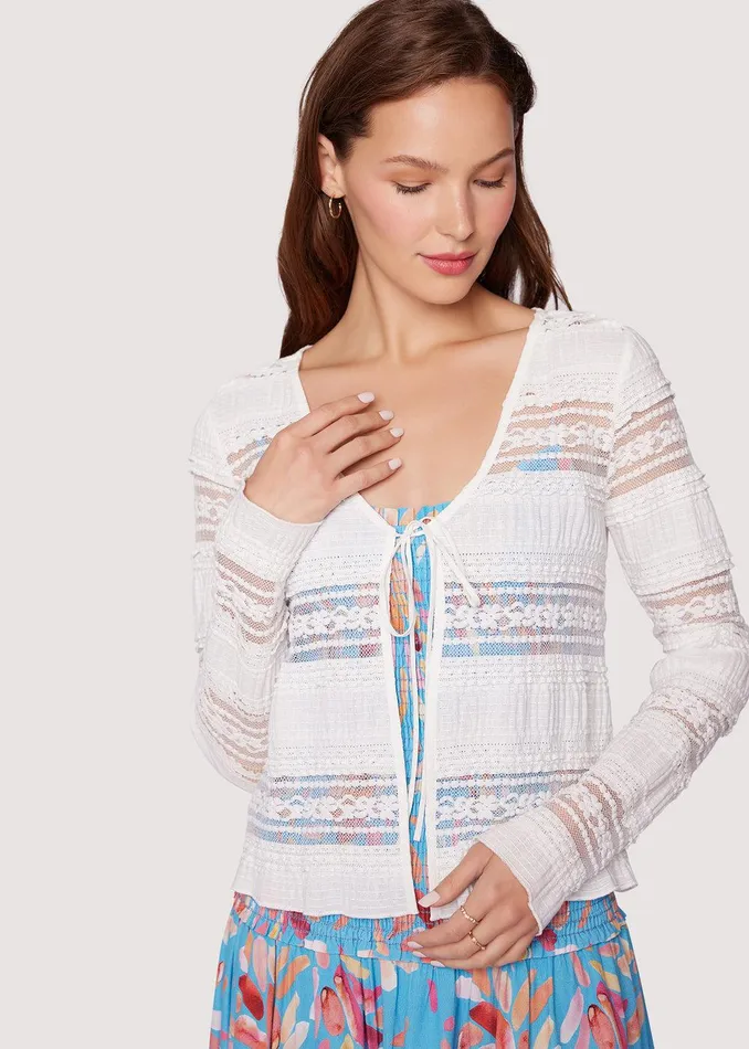 Magnolia Dreams Front Tie Cardigan Offwhite Women Lost Wander Tops