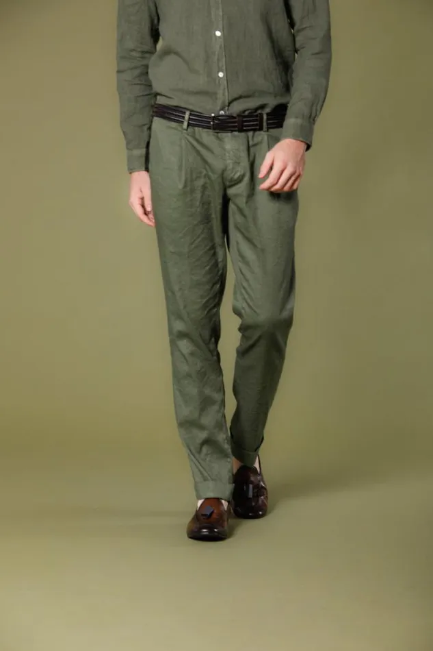 Man Genova Style Chino Pants In Linen And Cotton Twill Regular Mason039s Pants