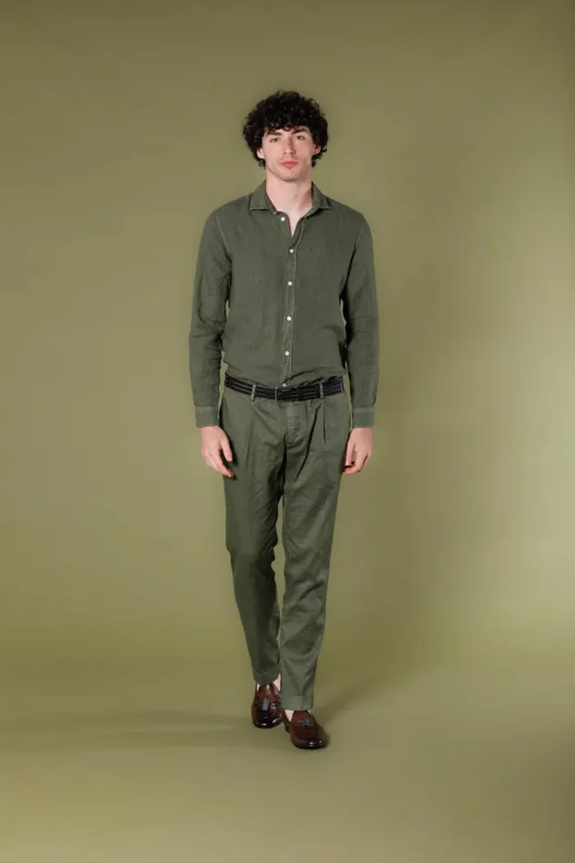 Man Genova Style Chino Pants In Linen And Cotton Twill Regular Mason039s Pants