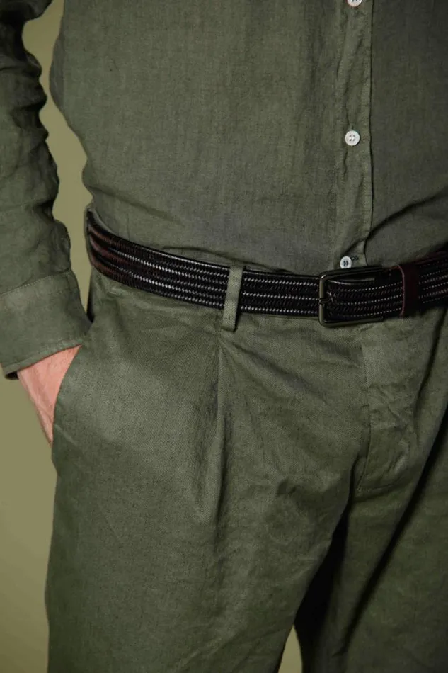 Man Genova Style Chino Pants In Linen And Cotton Twill Regular Mason039s Pants