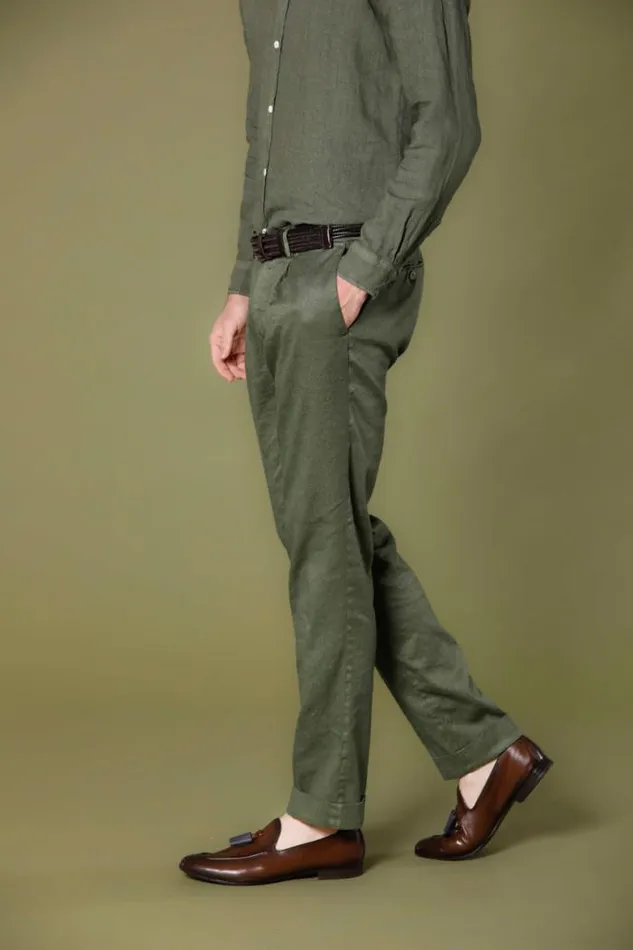 Man Genova Style Chino Pants In Linen And Cotton Twill Regular Mason039s Pants