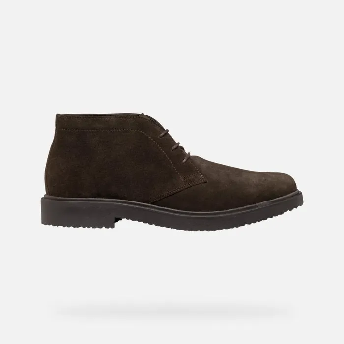 Man Geox Ankle Boots MASSIMIANO MAN Dark Coffee Suede Ankle Boots Dark Coffee