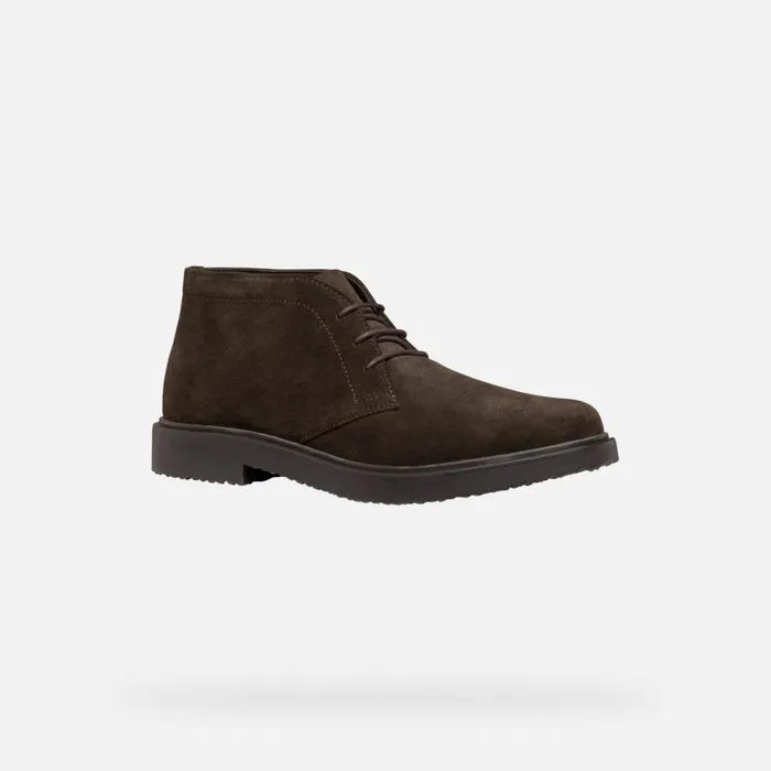 Man Geox Ankle Boots MASSIMIANO MAN Dark Coffee Suede Ankle Boots Dark Coffee