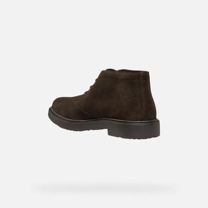 Man Geox Ankle Boots MASSIMIANO MAN Dark Coffee Suede Ankle Boots Dark Coffee
