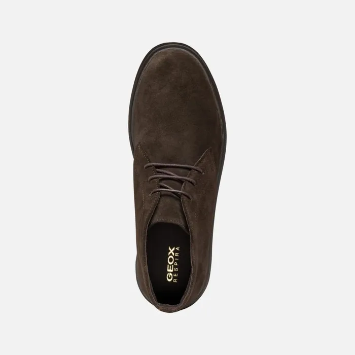 Man Geox Ankle Boots MASSIMIANO MAN Dark Coffee Suede Ankle Boots Dark Coffee