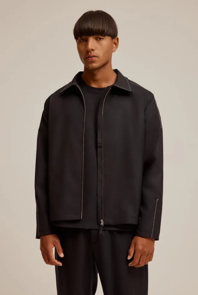 Man Venroy Jackets Contrast Stitch Wool Jacket