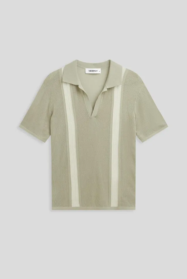 Man Venroy Polos Knitted Cotton Pique Open Neck Polo