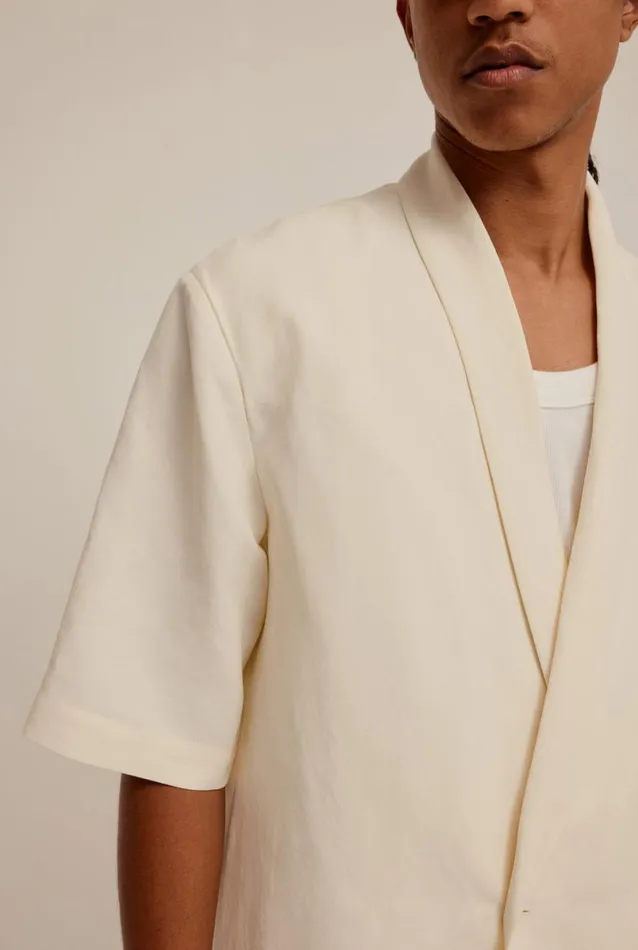 Man Venroy Shirts Silk Linen Relaxed Double Breasted Shirt