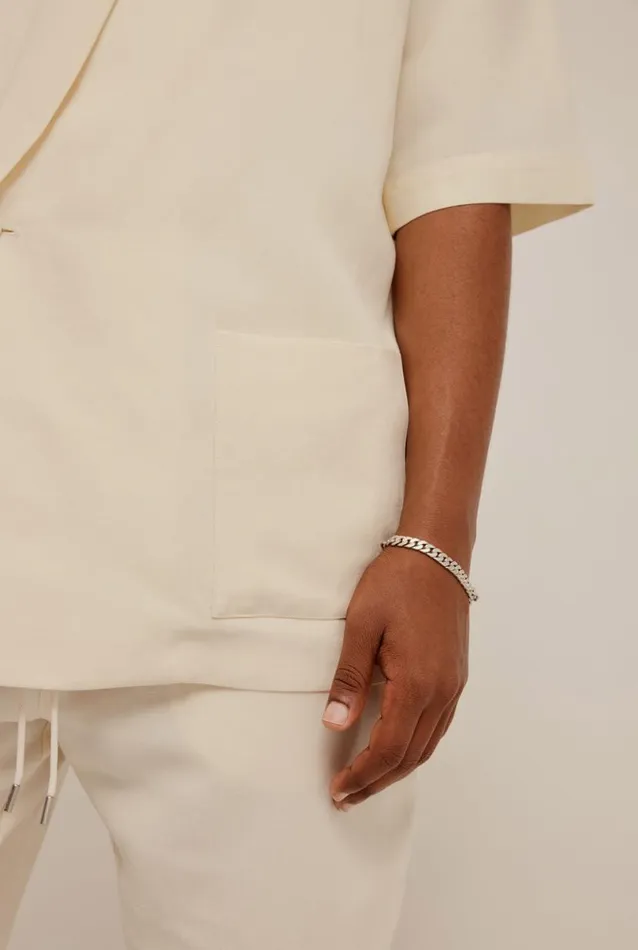 Man Venroy Shirts Silk Linen Relaxed Double Breasted Shirt