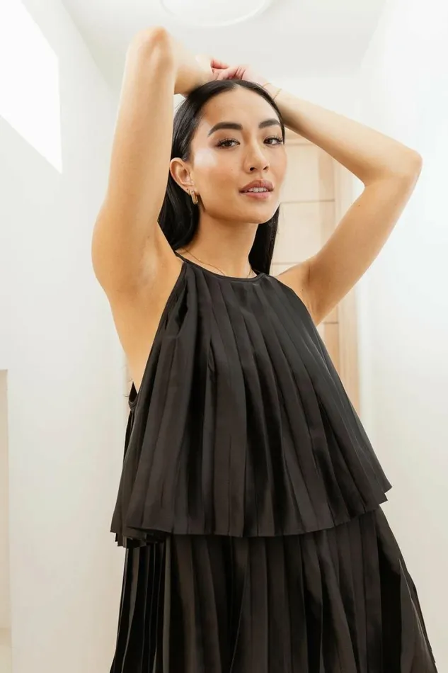 Mara Satin Mini Dress In Black Black Women Bohme Dresses