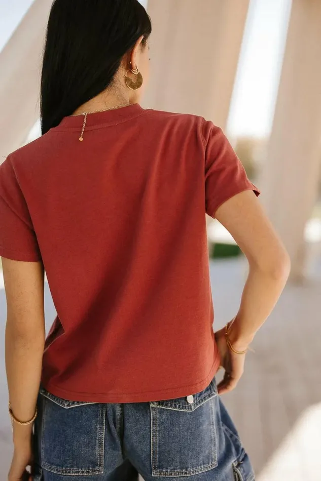 Mason Crewneck TShirt In Brick Brick Women Bohme Tees and Tanks