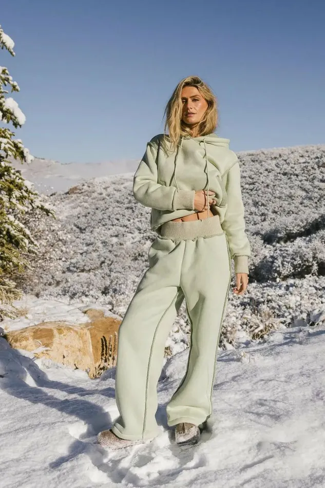 Mattie Faux Shearling Pants In Sage Sage Women Bohme Sets