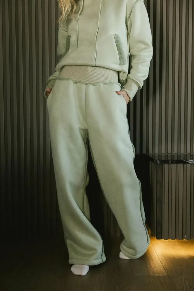 Mattie Faux Shearling Pants In Sage Sage Women Bohme Sets