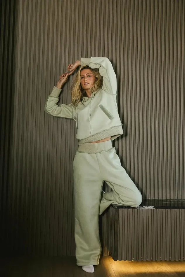 Mattie Faux Shearling Pants In Sage Sage Women Bohme Sets
