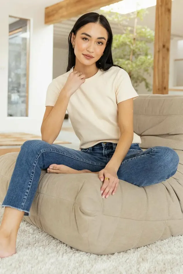 Mckenna TShirt In Cream Cream Women Bohme Tees and Tanks