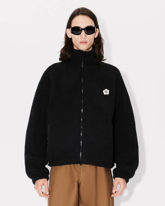 Men 039Boke 20039 Embroidered Jacket In Polar Fleece Black Kenzo Jackets And Coats