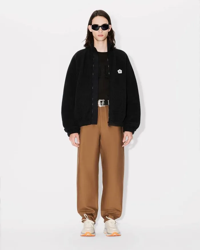 Men 039Boke 20039 Embroidered Jacket In Polar Fleece Black Kenzo Jackets And Coats