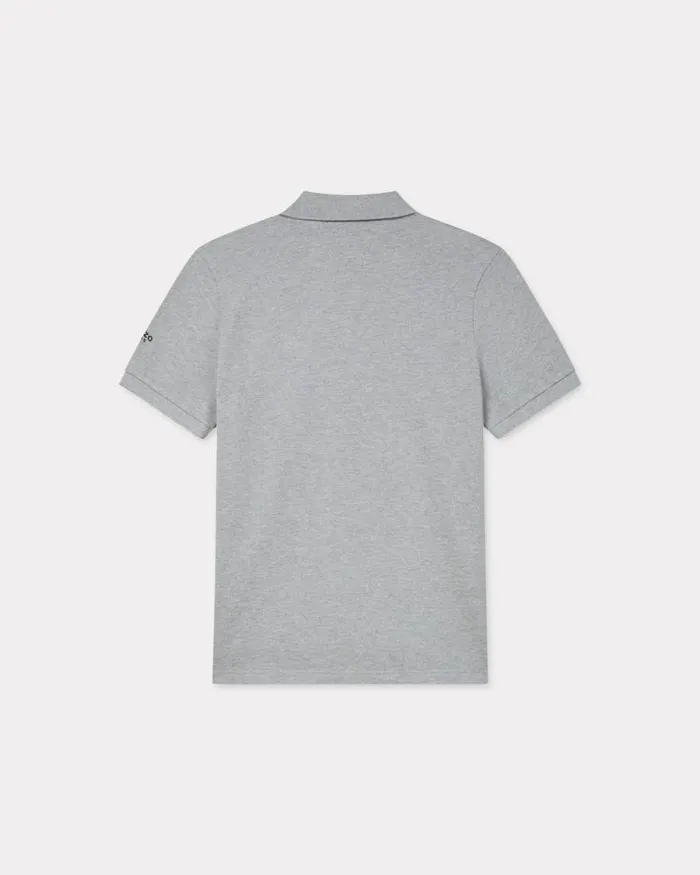 Men 039Boke Flower039 Embroidered Slim Polo In Cotton Pearl Grey Kenzo Tshirts And Polos