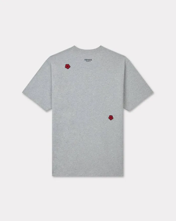 Men 039Boke Flower039 Embroidered Tshirt In Cotton Pearl Grey Kenzo Tshirts And Polos