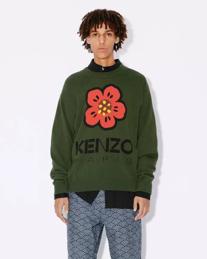 Men 039Boke Flower039 Jumper Dark Khaki Kenzo Sweaters And Cardigans