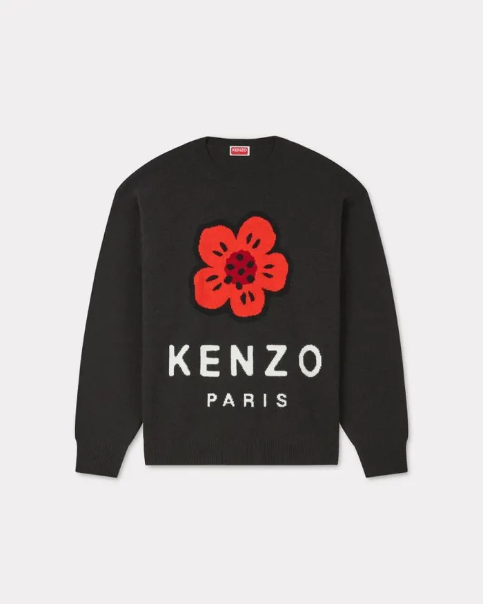 Men 039Boke Flower039 Jumper In Wool Black Kenzo Sweaters And Cardigans