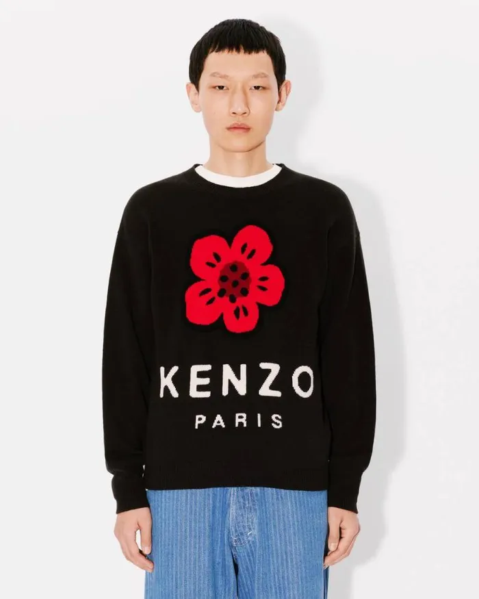 Men 039Boke Flower039 Jumper In Wool Black Kenzo Sweaters And Cardigans