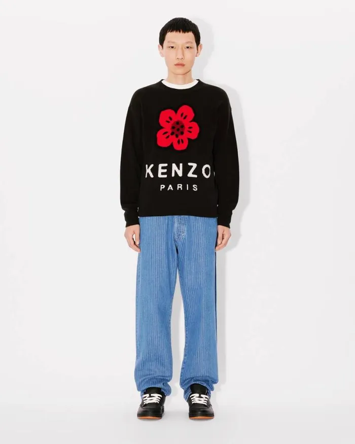 Men 039Boke Flower039 Jumper In Wool Black Kenzo Sweaters And Cardigans