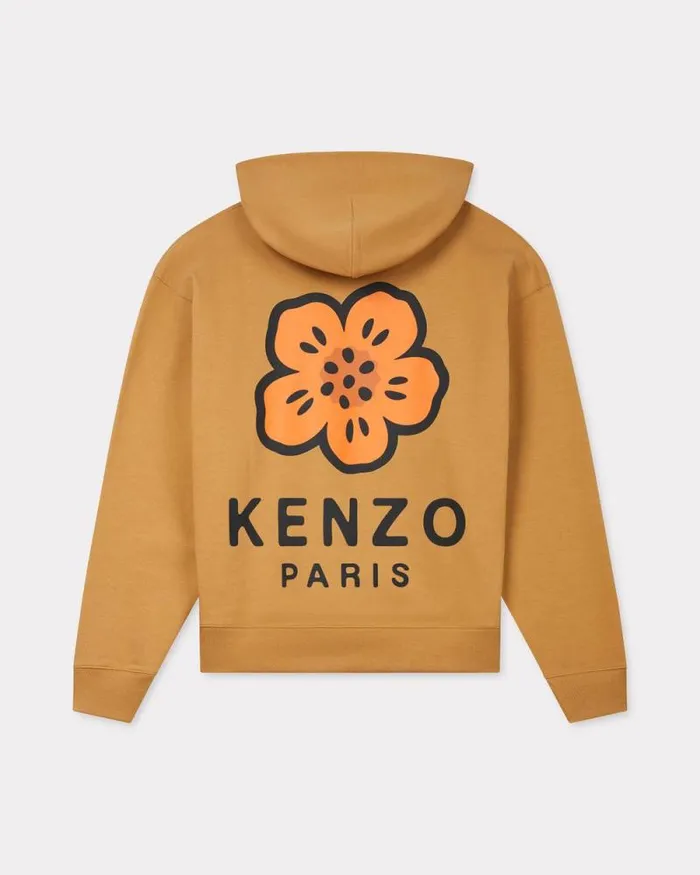 Men 039Boke Flower039 Oversized Embroidered Hoodie Dark Camel Kenzo Sweatshirts And Hoodies