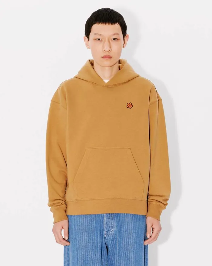 Men 039Boke Flower039 Oversized Embroidered Hoodie Dark Camel Kenzo Sweatshirts And Hoodies