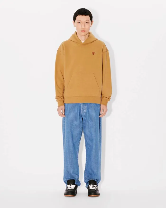 Men 039Boke Flower039 Oversized Embroidered Hoodie Dark Camel Kenzo Sweatshirts And Hoodies
