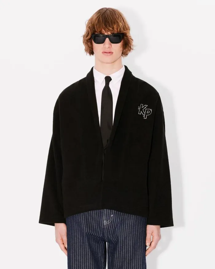 Men 039KENZO Constellation039 Embroidered Cardigan In Cotton Black Kenzo Jackets And Coats