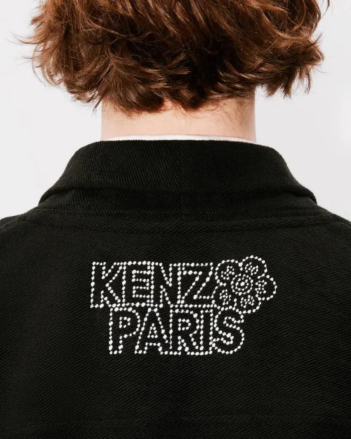Men 039KENZO Constellation039 Embroidered Cardigan In Cotton Black Kenzo Jackets And Coats
