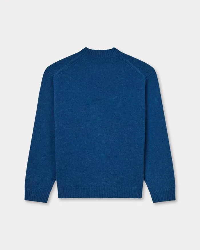 Men 039KENZO Dragonfly039 Embroidered Wool Jumper Blue Kenzo Sweaters And Cardigans