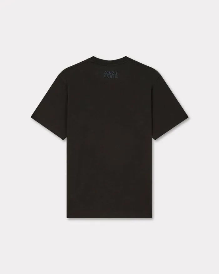 Men 039KENZO Happy Tiger039 Embroidered Tshirt In Cotton Black Kenzo Tshirts And Polos