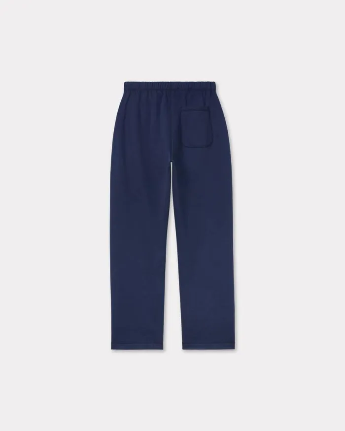 Men 039KENZO Kube039 Straight Embroidered Jog Pants Midnight Blue Kenzo Pants And Shorts