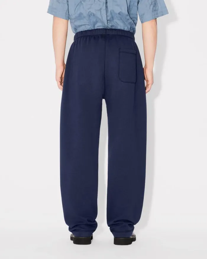 Men 039KENZO Kube039 Straight Embroidered Jog Pants Midnight Blue Kenzo Pants And Shorts
