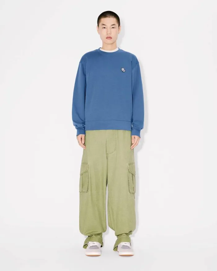 Men 039KENZO Pop039 Embroidered Sweatshirt In Cotton Blue Kenzo Sweatshirts And Hoodies