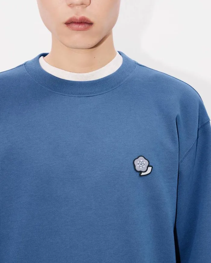 Men 039KENZO Pop039 Embroidered Sweatshirt In Cotton Blue Kenzo Sweatshirts And Hoodies