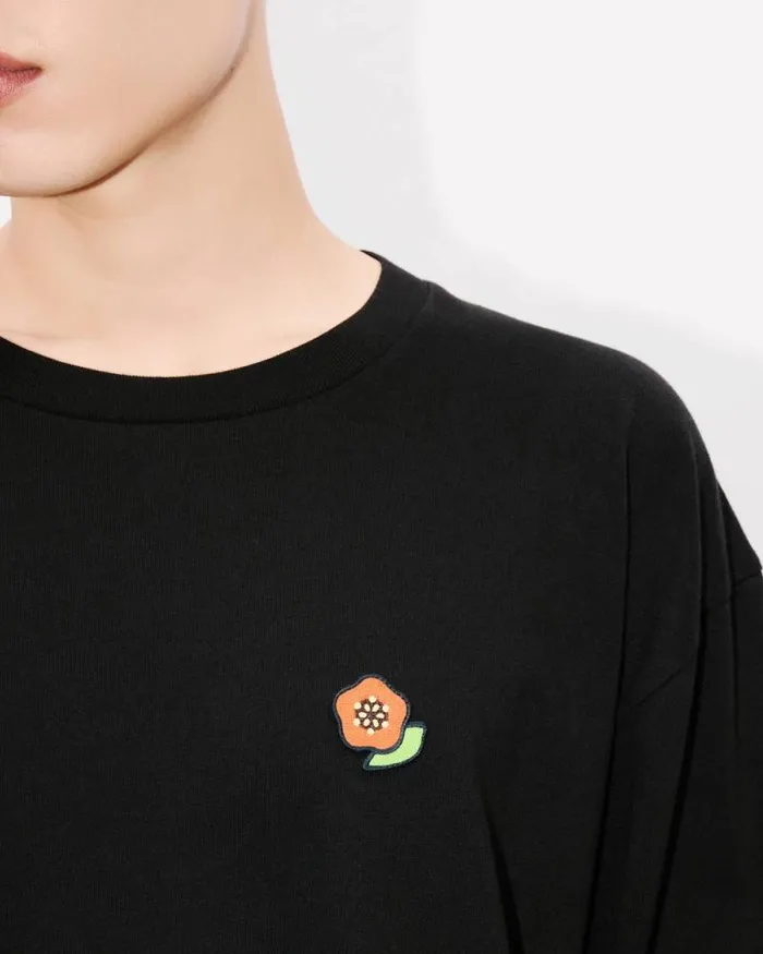 Men 039KENZO Pop039 Embroidered Tshirt In Cotton Black Kenzo Tshirts And Polos