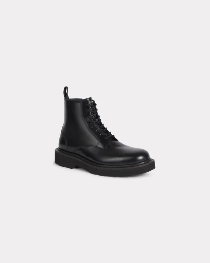 Men 039KENZO Ukio039 Leather Lace Up Boots Black Kenzo Tailoring