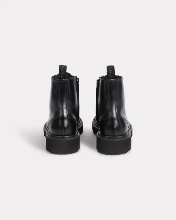 Men 039KENZO Ukio039 Leather Lace Up Boots Black Kenzo Tailoring